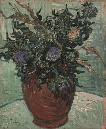 Vincent Van Gogh Flower Vase with Thistles oil painting image